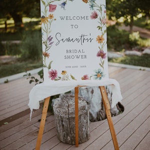 Wildflower Bridal Shower Welcome Sign Template, Wildflower Bridal Shower, Floral Sign, Floral Bridal Sign, Download, Editable, Boho, 55 image 2