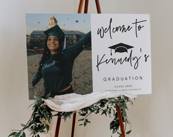 Photo Graduation Welcome Sign Template, Graduation Poster, Download, Graduate Decorations, Senior, College, DIY, Graduation Party, 41
