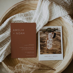 Minimalist Wedding Invitation Template, Terracotta Wedding, Simple Wedding Invite, Editable Template, Templett, Download, 039