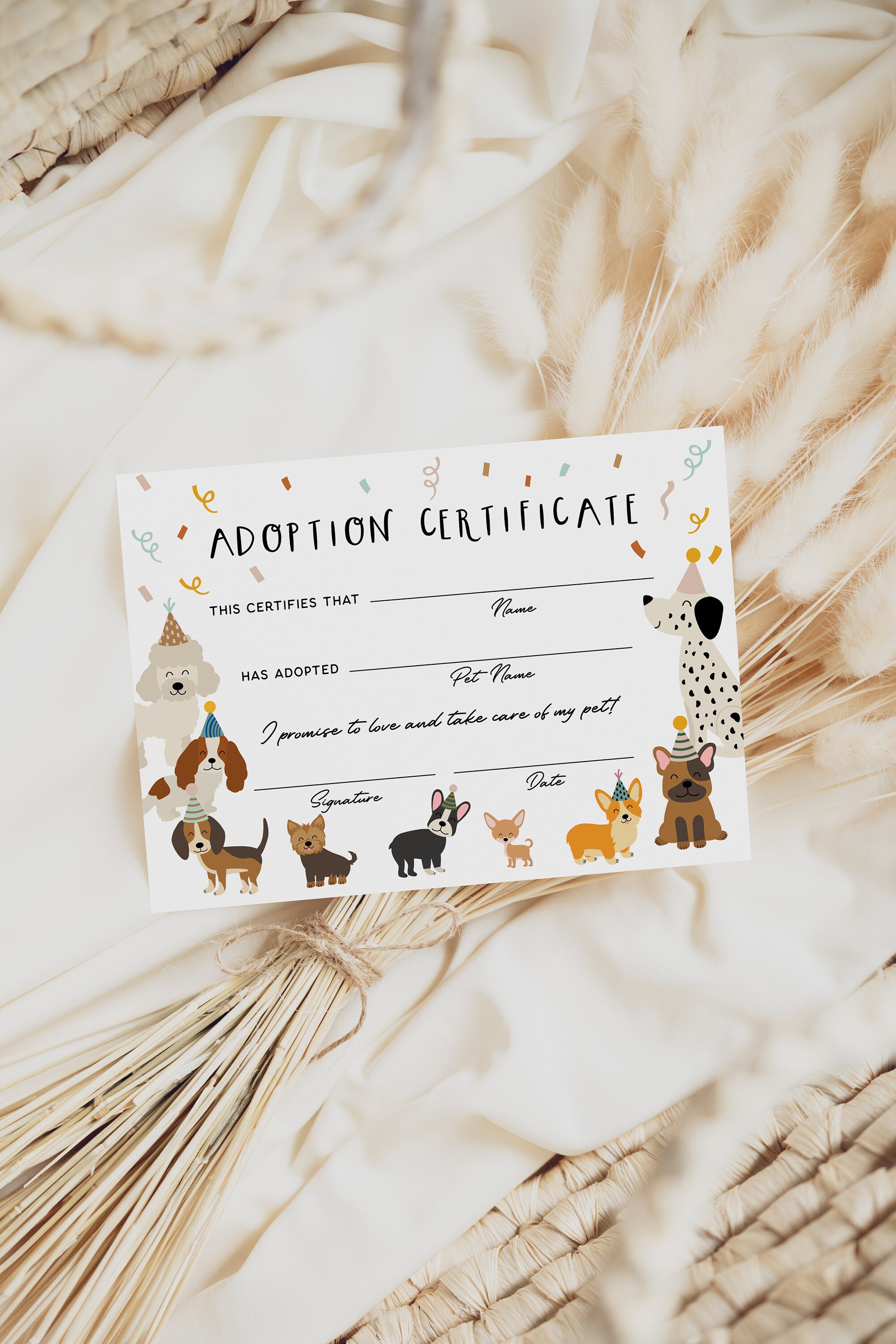 Adopt a Puppy Girl Birthday Sign, Dog Adoption Certificate, Puppy ...