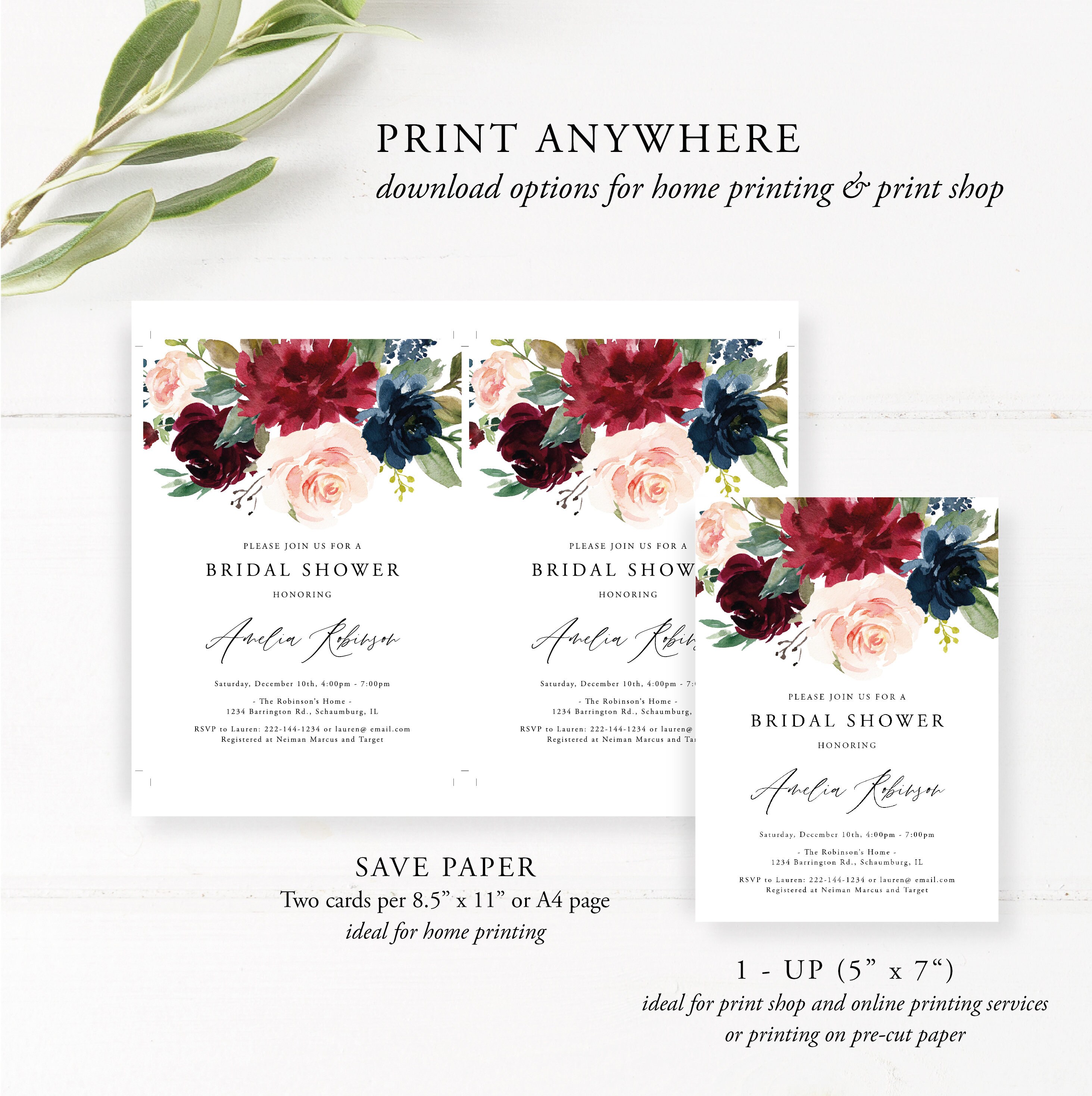 Bridal Shower Invitation Template Templett Printable - Etsy