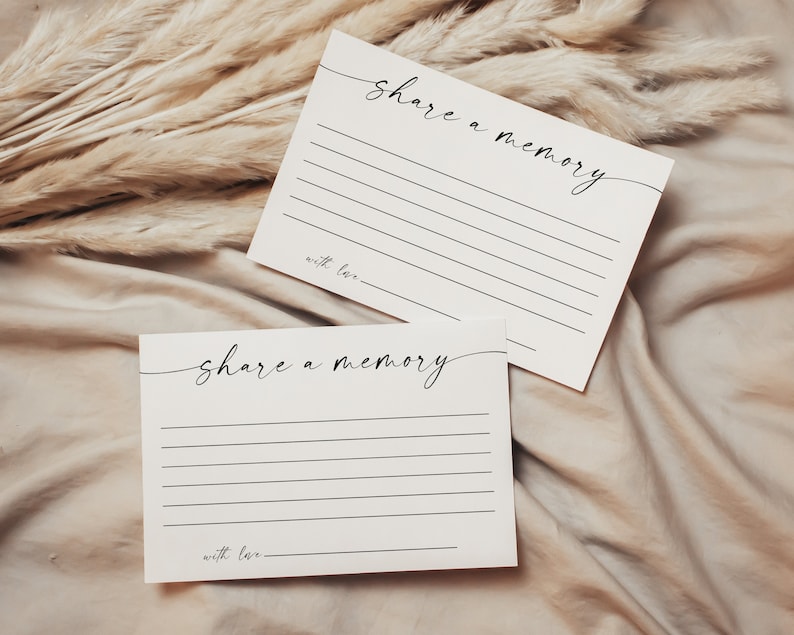Share a Memory Funeral Sign and Share a Memory Card, Simple Funeral Memory Card Editable, Funeral share a memory template, Download, 128 image 3