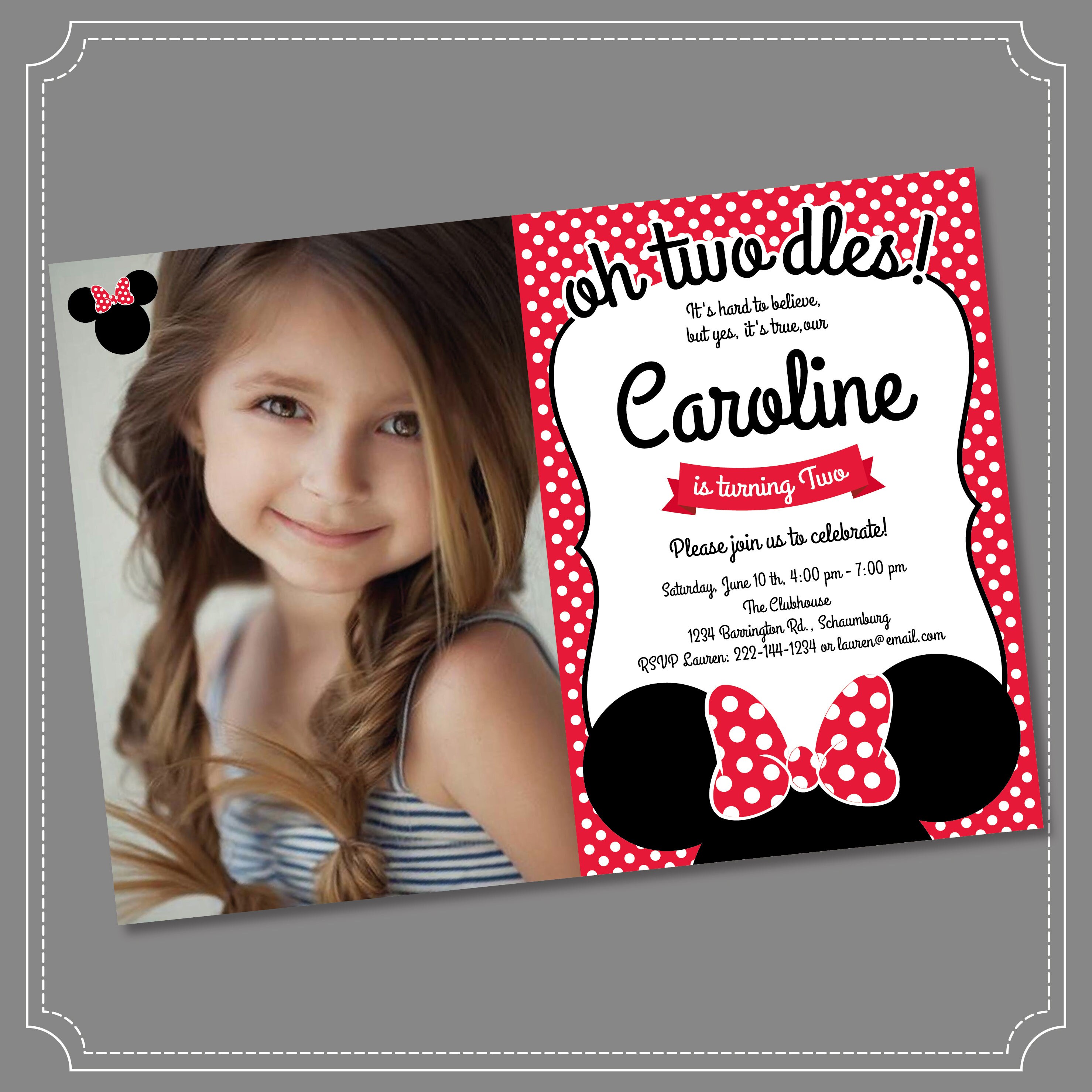 Minnie Mouse Invitation Oh Twodles Invitation 2nd Birthday Etsy