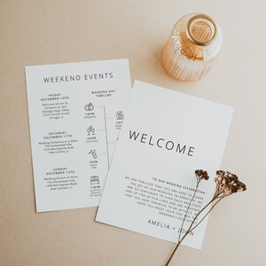 Minimalist Wedding Timeline Template, Wedding Timeline, Event Timeline, Wedding Itinerary, Weekend Schedule Printable, Welcome Bag, 039