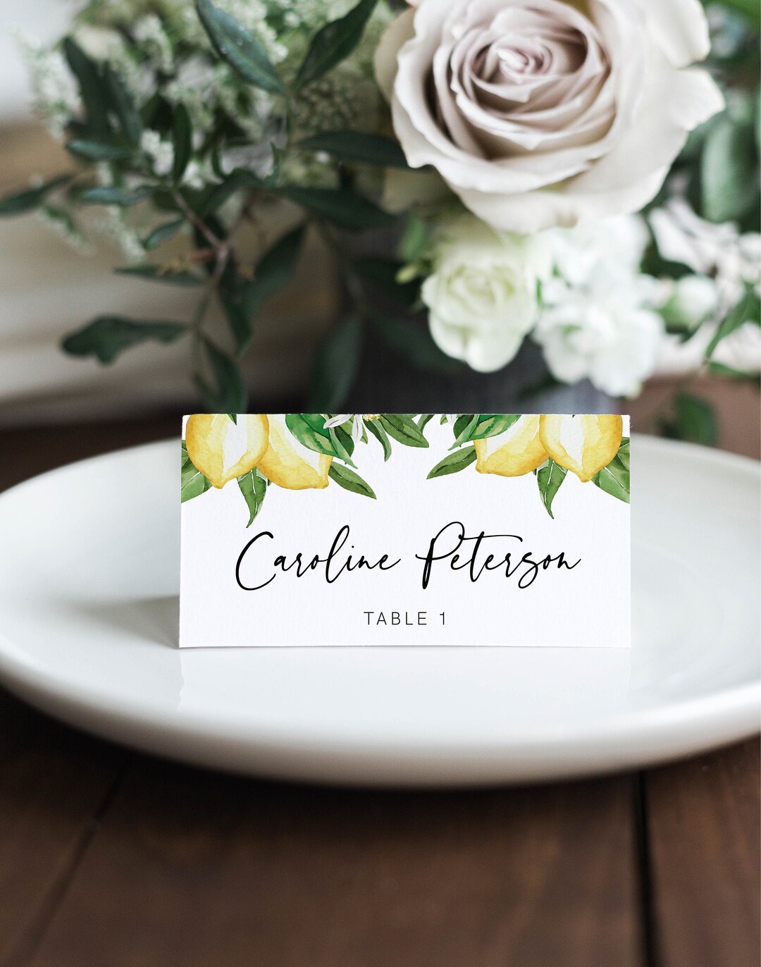 Lemon Place Card Template, With Meal Option, Printable Lemon Wedding