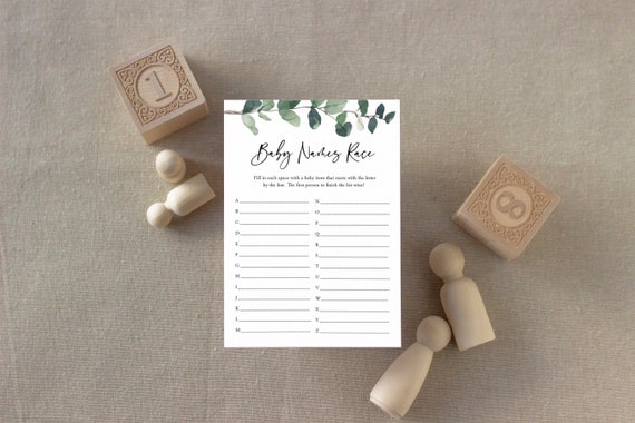 Baby ABC Game Printable, Baby Shower Game, What Baby Item, A - Z Game, Greenery Baby Shower, Instant Download, Templett, Editable, 035