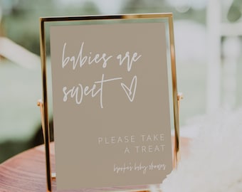 Babies are Sweet  Sign Printable, Modern Minimalist Sign, Please Take a Favor, Sweet Treat Baby Shower, Beige Baby Shower, Instant, 41G