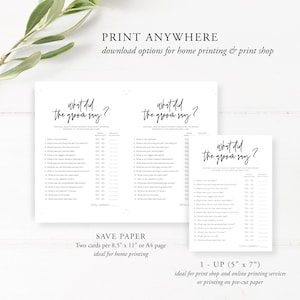 What Did the Groom Say Bridal Game, Modern Bridal Shower Template, Minimalist Bridal, Guess Who Said It, Instant Download, Editable, 41 image 3