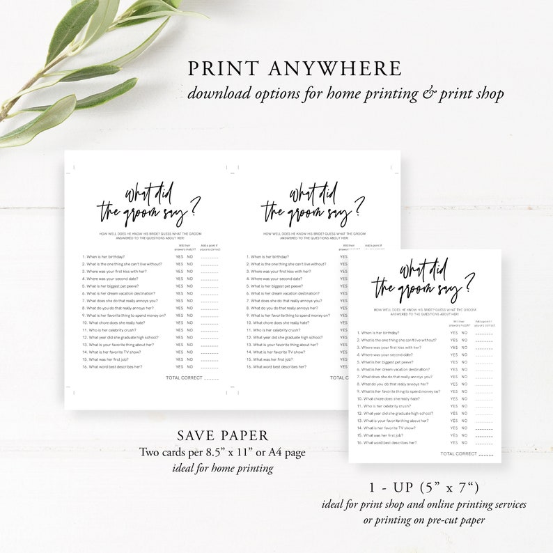 What Did the Groom Say Bridal Game, Modern Bridal Shower Template, Minimalist Bridal, Guess Who Said It, Instant Download, Editable, 41 image 3