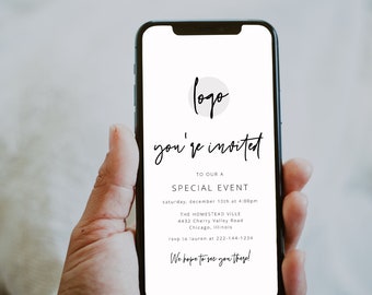 Modern Business Text Message Invitation Template, Minimalist You're Invited Evite, Special Event invitation, Editable, Download, 41