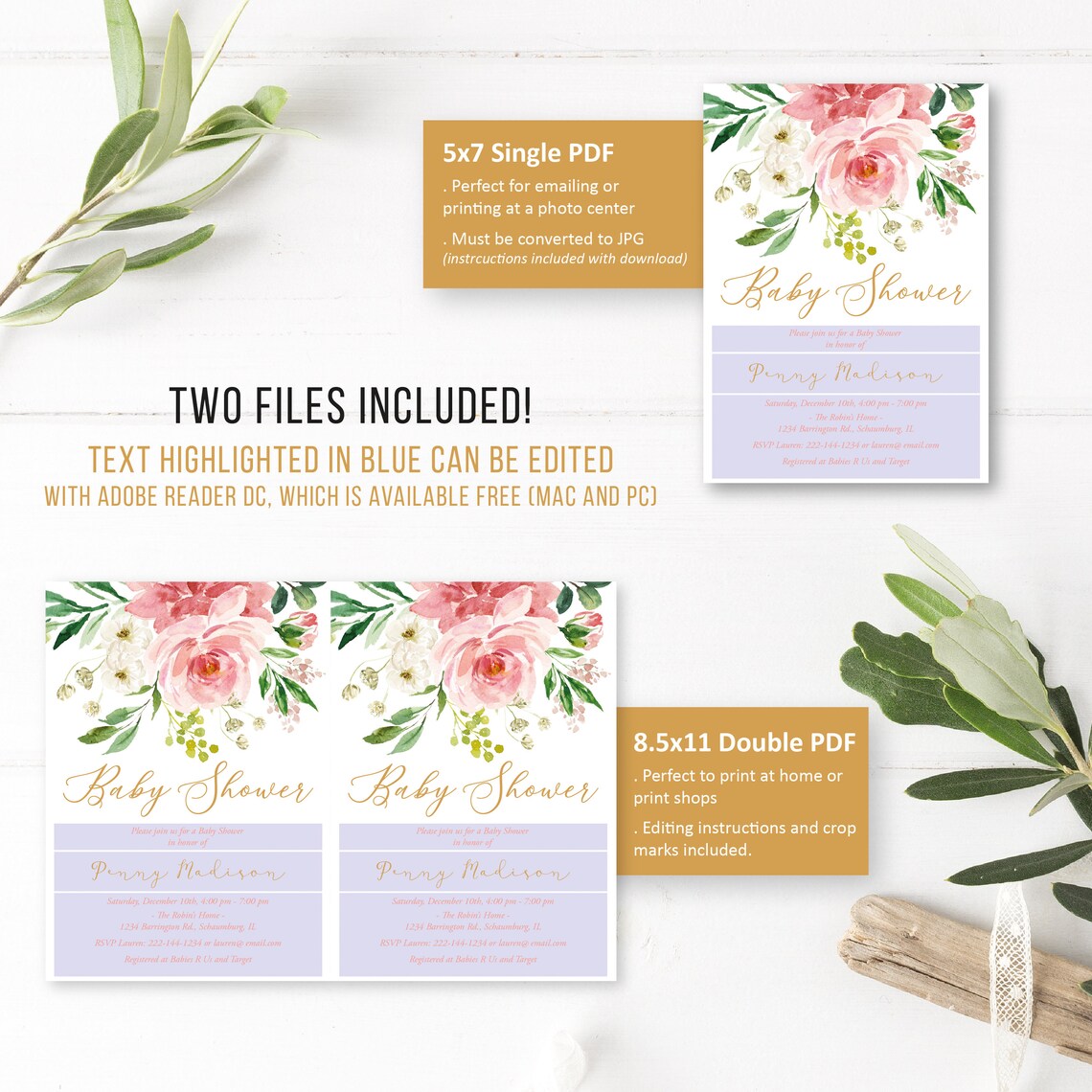 Baby Shower Invitation Baby Shower Invitation Template Etsy