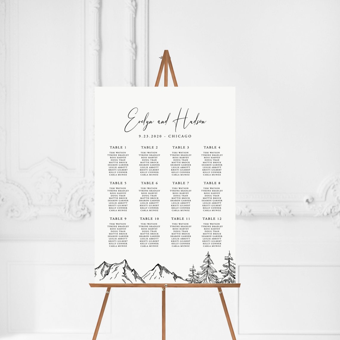 Mountain Seating Chart Poster Woodland Printable Wedding Etsy