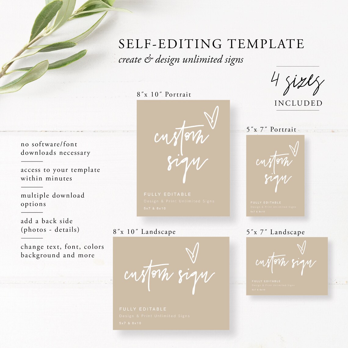 Modern Wedding Sign Template Beige Custom Sign Minimalist | Etsy