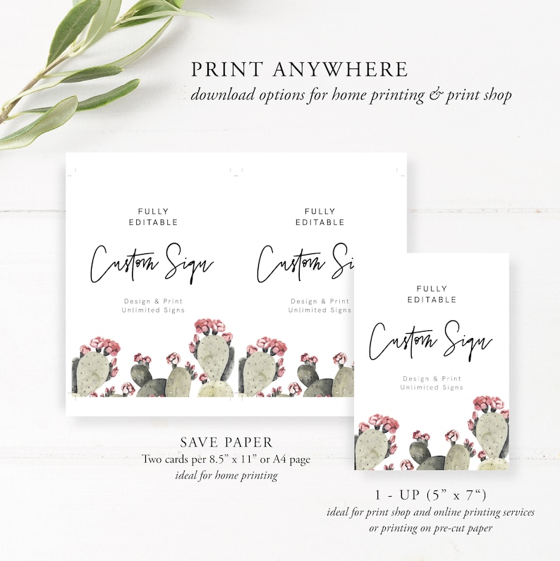 Cactus Sign Template Custom Sign Cactus Sign Printable | Etsy
