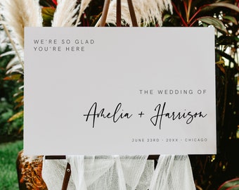 Wedding Welcome Sign, Horizontal Welcome Sign, Welcome Poster, Modern Minimalist Wedding, Instant Download, Editable, Contemporary DIY, 003