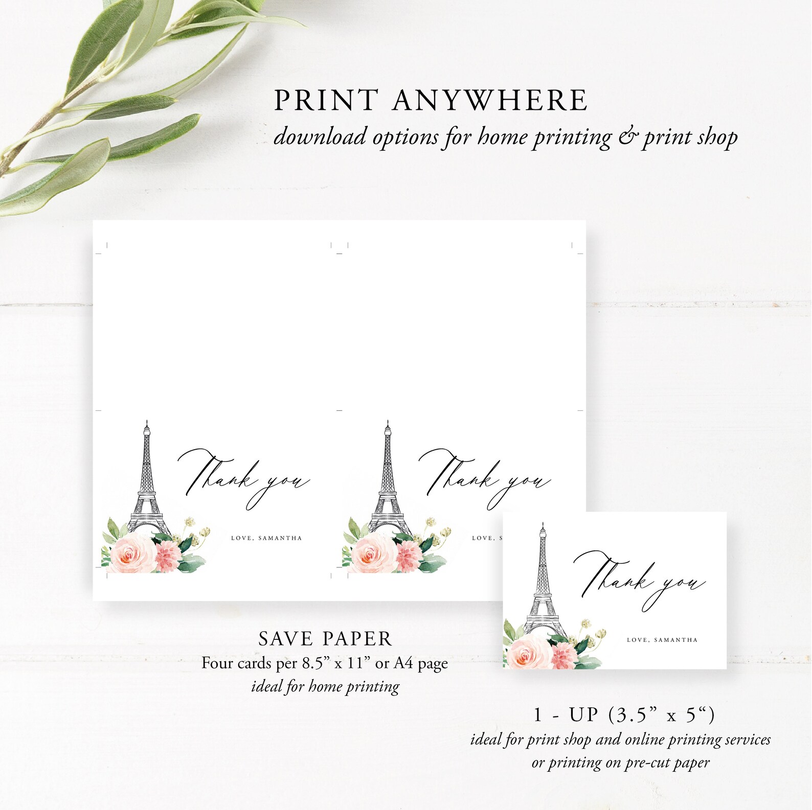 Paris Thank You Card Template Paris Bridal Shower Bridal | Etsy