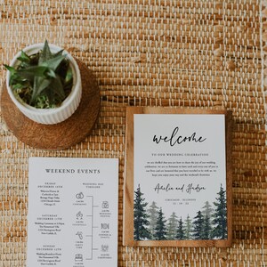 Pine Wedding Timeline Template, Wedding Timeline, Event Timeline, Wedding Itinerary, Weekend Schedule Printable, Welcome Bag, 005 image 2