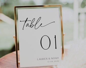 Minimalist Table Number Card Template, Modern Simple Clean Wedding Table Number, Editable, INSTANT DOWNLOAD, Elegant, Modern, DIY, 89