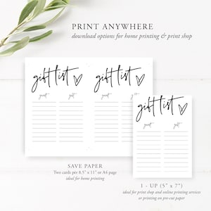 Gift List Printable, Baby Shower Gift List, gift tracker, Instant, Presents List, Bridal Gift List, Wedding Gift List, Download, 41 image 5