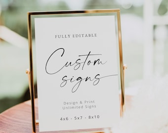 Minimalist Custom Sign Template, Modern Wedding Sign Printable, Customizable Wedding Signage, Bohemian Wedding Signs, 128