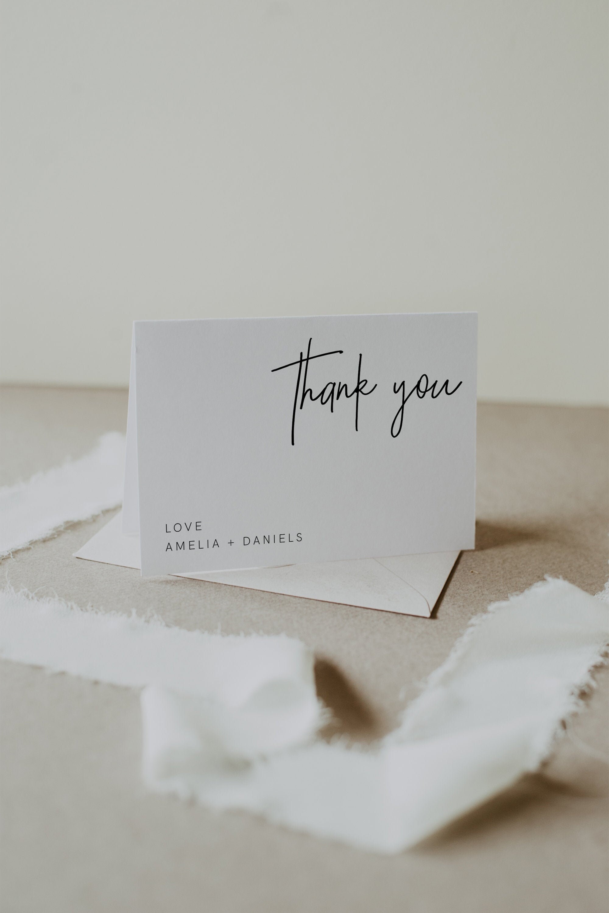 Modern Thank You Card Template, Minimalist Wedding, Bridal Shower Thank ...