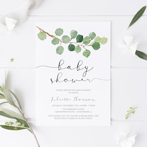 Greenery Baby Shower Invitation Eucalyptus Baby Shower Neutral Baby Shower Invitation Eucalyptus Invite Instant Download Template