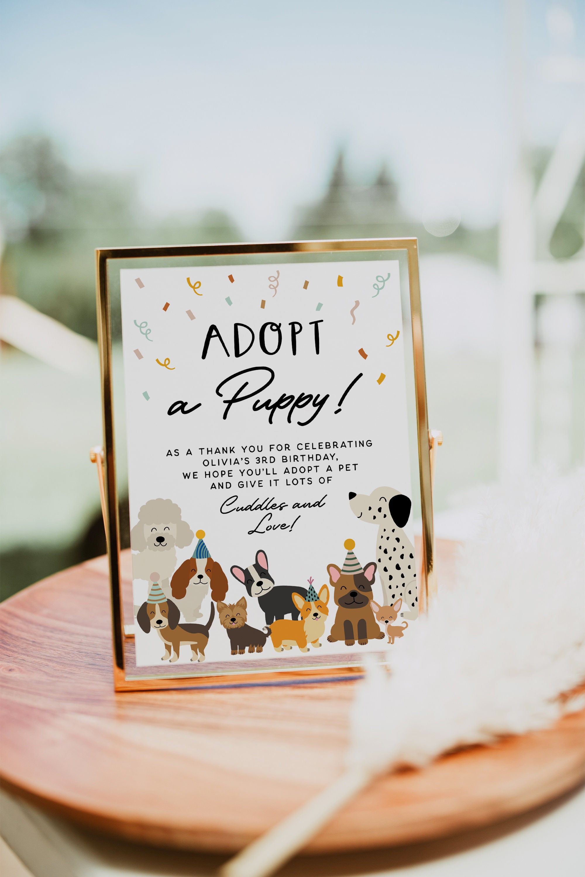 Adopt a Puppy Girl Birthday Sign, Dog Adoption Certificate, Puppy ...