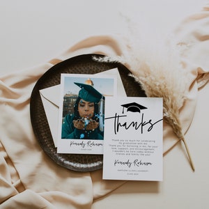 Graduation Thank You Card , Graduation Thank you, Class of 2022, Graduate Hat Tag, Thank You Note, High School College, Editable, 41 image 3