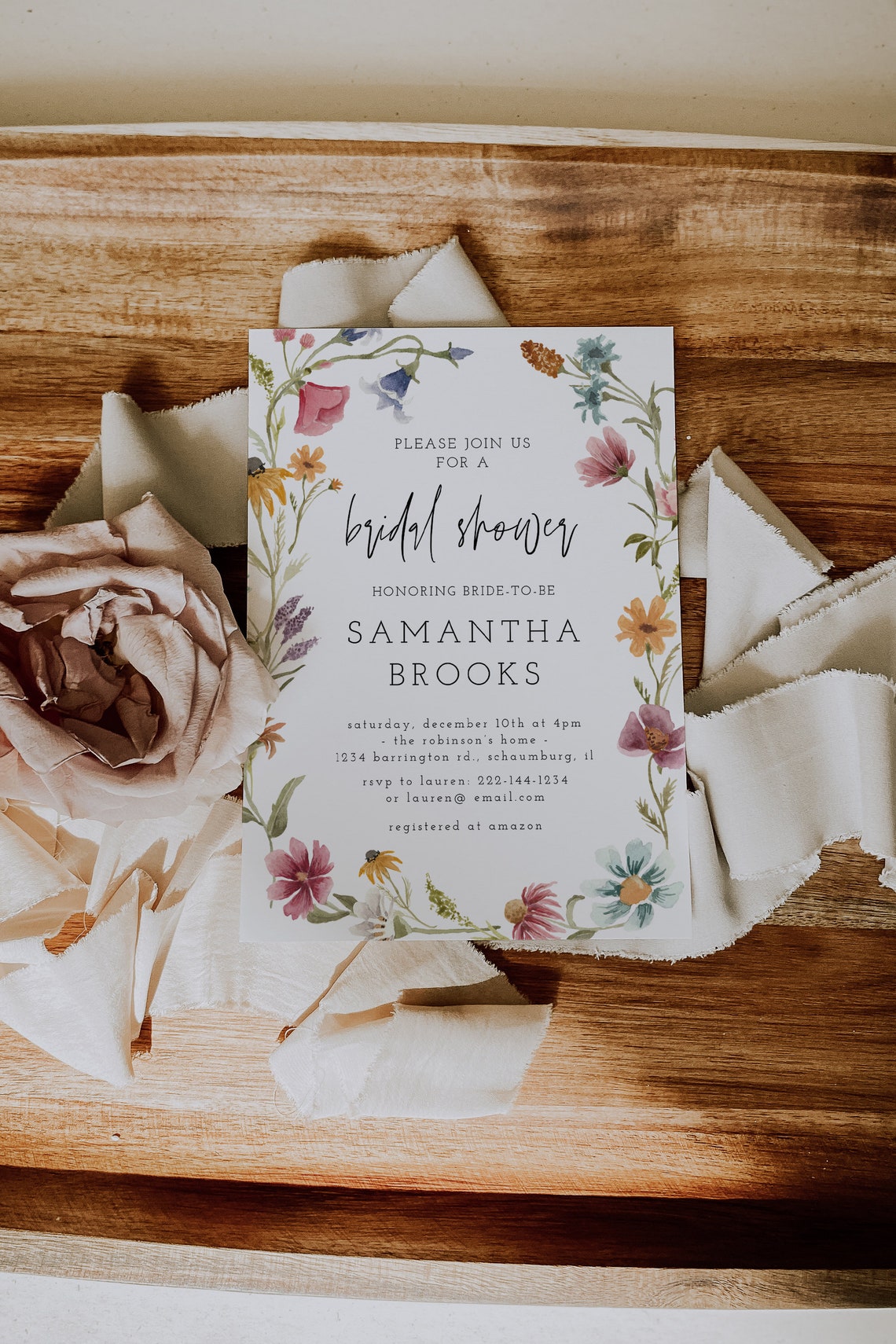 Buy Wildflower Bridal Shower Invitation Template Bridal Garden Online