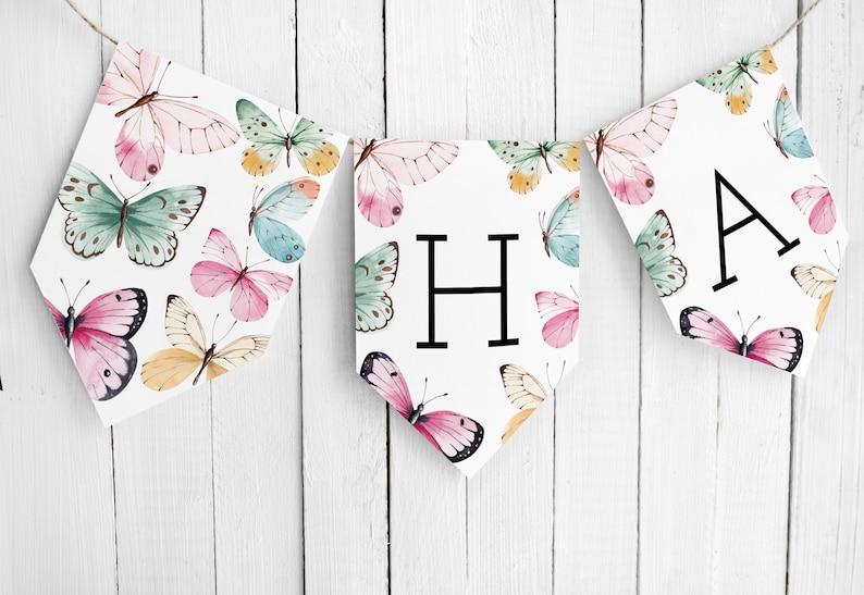Butterfly Banner Template, Garden Birthday, Custom Banner, Wildflower ...