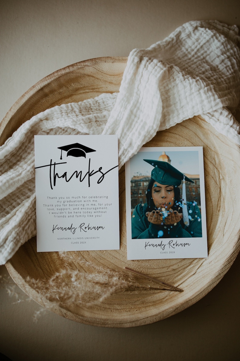 Graduation Thank You Card , Graduation Thank you, Class of 2022, Graduate Hat Tag, Thank You Note, High School College, Editable, 41 image 1