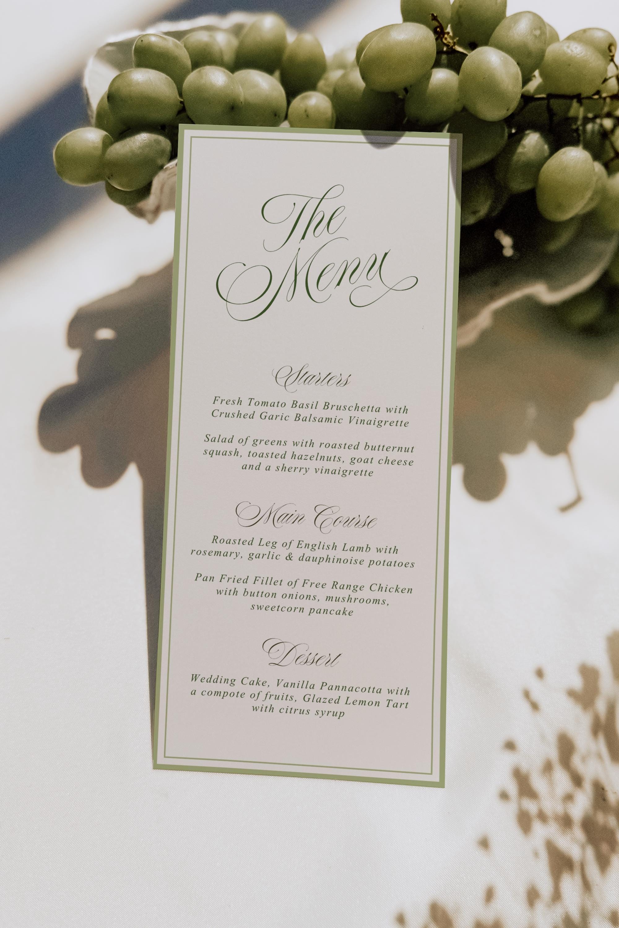 Vintage Wedding Menu - Etsy