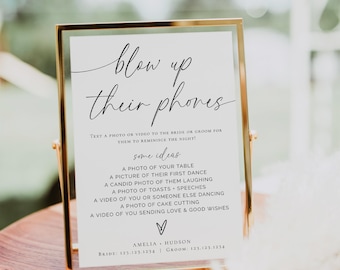 Blow Up Their Phone Sign, Wedding Photo Hunt Game, Minimalist Wedding Sign, Take Action Sign, I Spy Wedding Game, Editable Template, 137