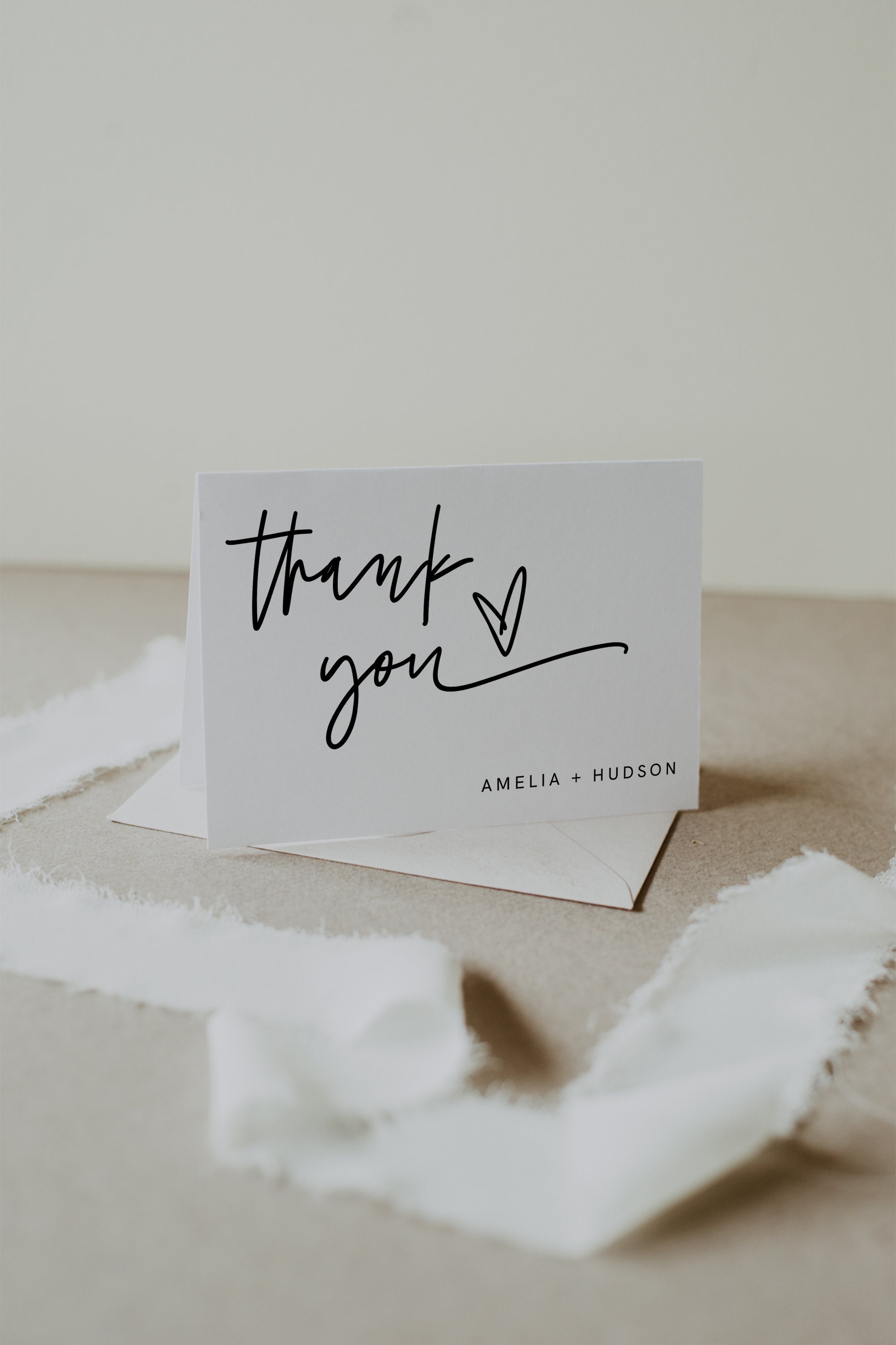 Minimalist Thank You Card Template, Modern Folded Note (instant ...