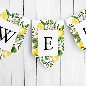 Lemon Banner Template, Lemon Bridal Shower, Birthday, Custom Banner, Citrus Banner, Editable bunting, DOWNLOAD, Lemon Baby Shower