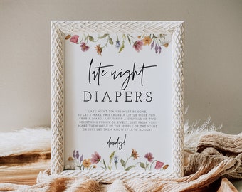 Bord met wilde bloemen luiers, bord luiergedachten, bord met wilde bloemen babyshower, bord luiers laat, bewerkbaar, bloemen baby, 55