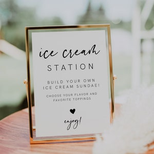 Eis Bar Schild zum Ausdrucken, Brautparty Eis Schild, modernes minimalistisches Schild, Baby-Dusche-Schild, Eis Eisbecher, Vorlage, 003