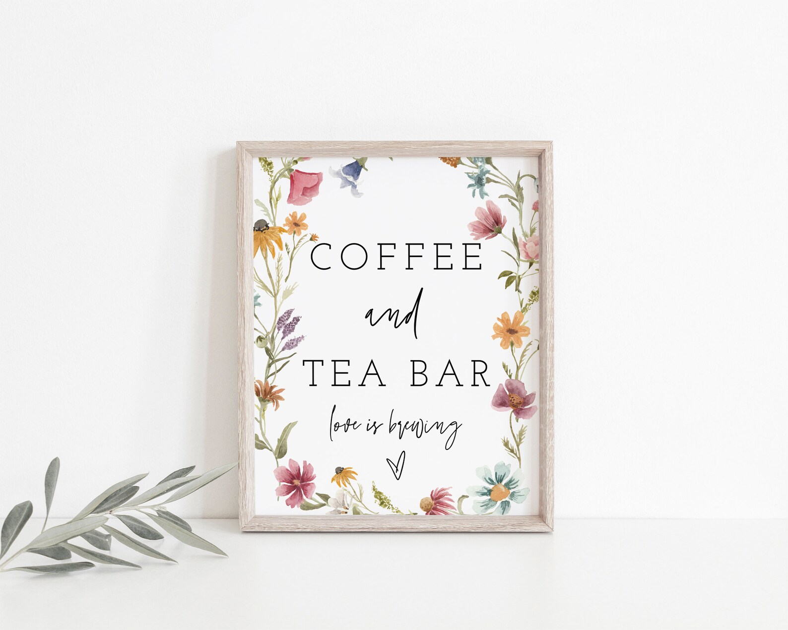 Wildflower Tea Bar Sign Printable, Floral Coffee and Tea Bar Sign ...