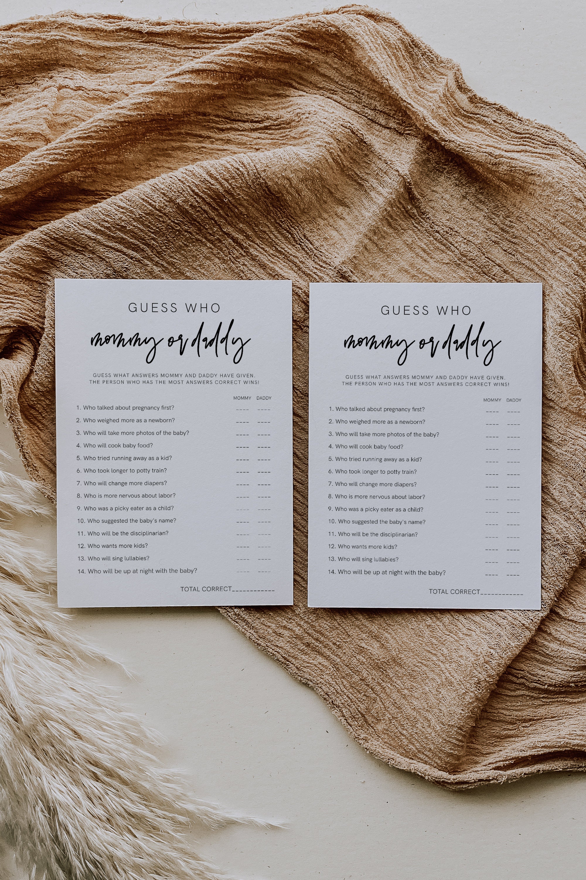 Mommy or Daddy Game Printable Baby Shower Game Minimalist - Etsy