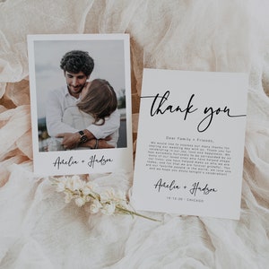 Tarjeta de agradecimiento moderna, carta de agradecimiento, menú de boda imprimible, plantilla editable, descarga instantánea, minimalista, 003