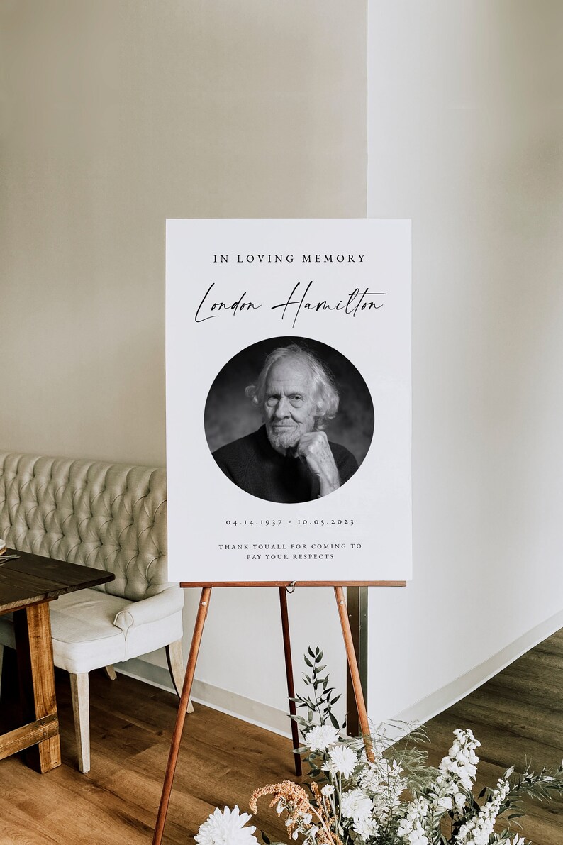 Editable Funeral Welcome Sign, Minimalist Celebration of Life Poster ...