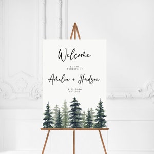 Pine Welcome Sign, Lake, Printable Wedding Rustic Pine Mountain, Bridal Shower Sign, Editable Template, Instant Download, Templett, 005 image 2