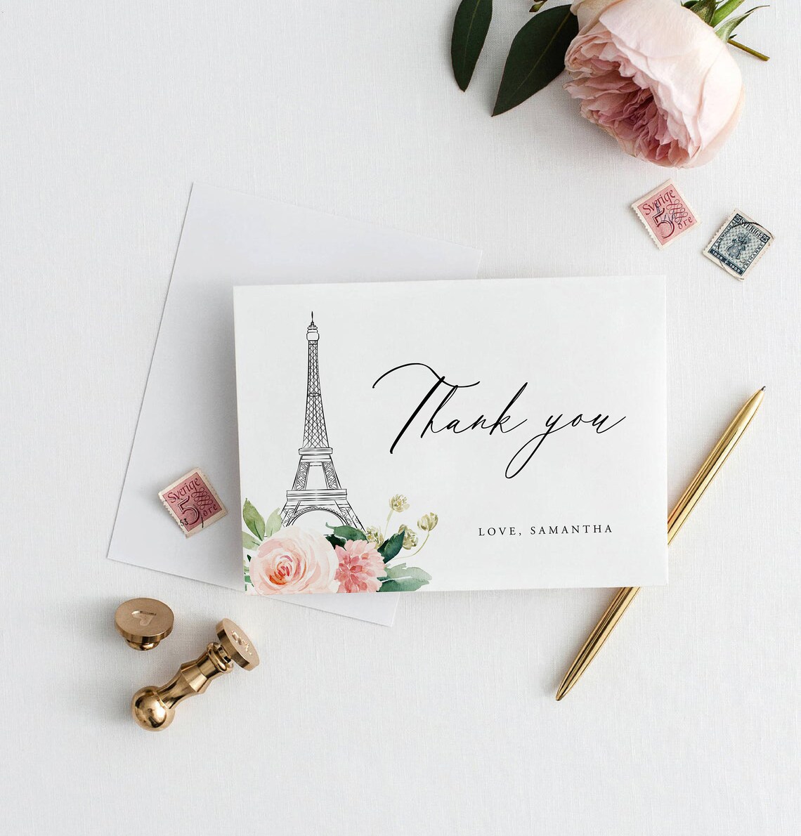 Paris Thank You Card Template Paris Bridal Shower Bridal | Etsy