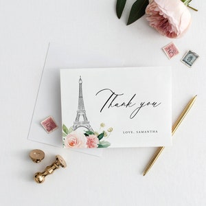 Paris Thank You Card Template, Paris Bridal Shower, Bridal Shower Thank ...