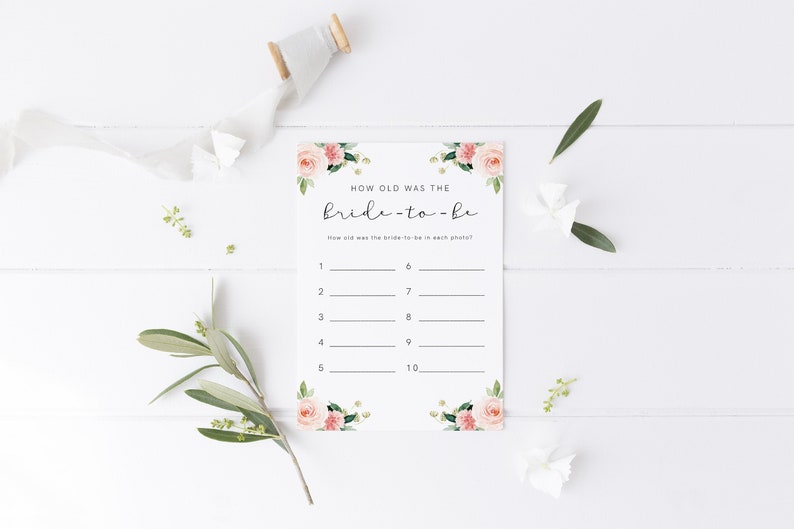 How Old Was the Bride-to-be, Bridal Shower Game Printable, Bridal Shower Game, Bridal Shower Instant Download, Bridal Shower Tea, 23 image 1