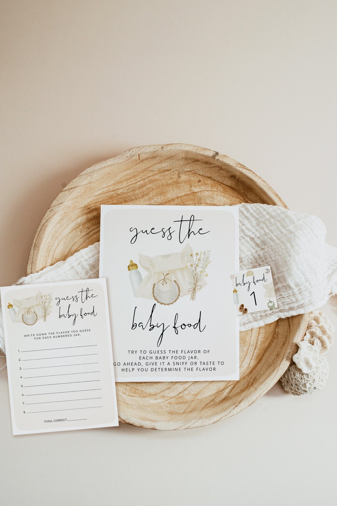 Guess the Baby Food Game, Clothes Baby Shower Game, Girl Baby Shower