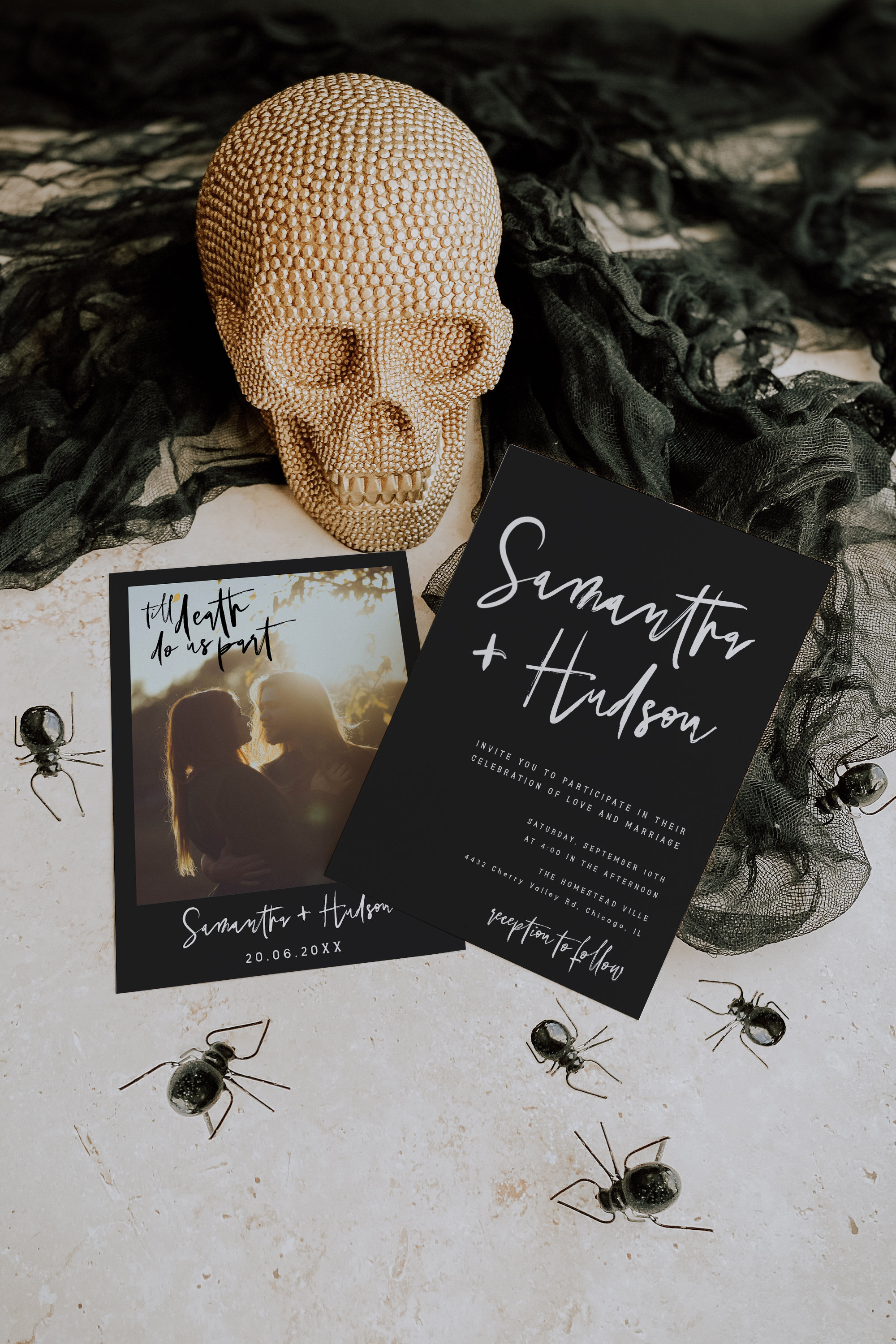 Til Death Wedding Invitation Template Skeleton Wedding | Etsy