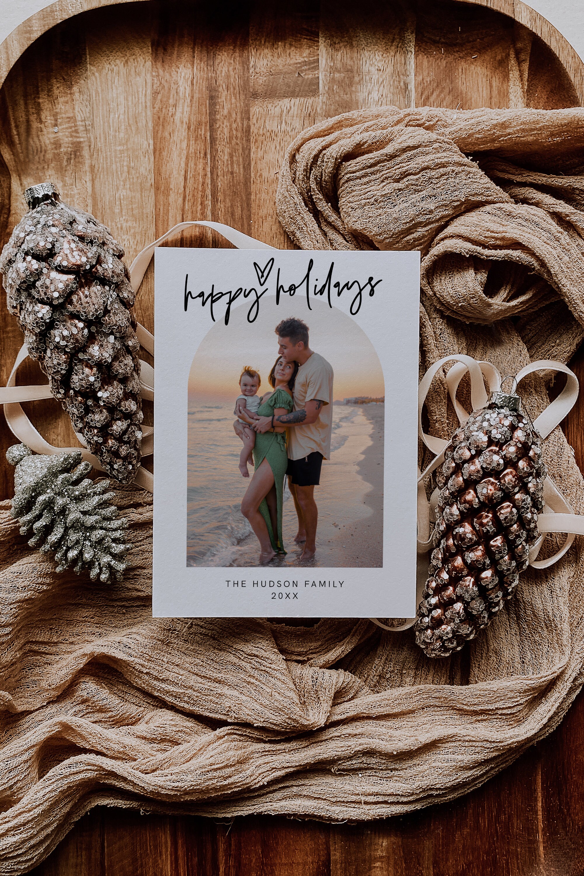 Postcard Christmas Card With Photo Minimalist Photo Holiday Etsy