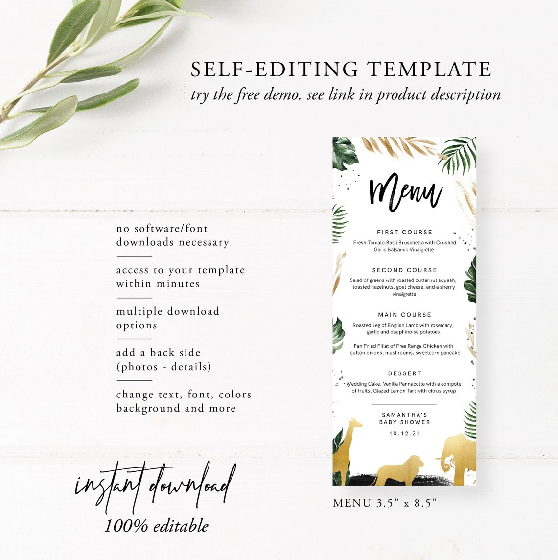 Baby Shower Menu Template