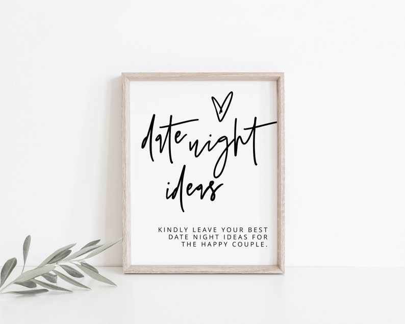Date Night Card Template Date Night Ideas Game Sign Simple Etsy